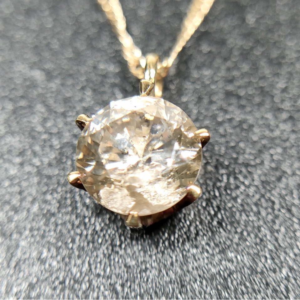 18k Solid Yellow Gold Solitaire Necklace 0.50 Carat Natural Diamond